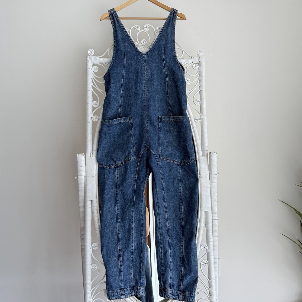 Free People Jumpsuit XS We The Free High Roller Denim Overalls Harem Drop Waist